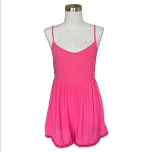 Forever 21 Coquette Pink Sleeveless Adjustable Straps Solid Mini Romper Small